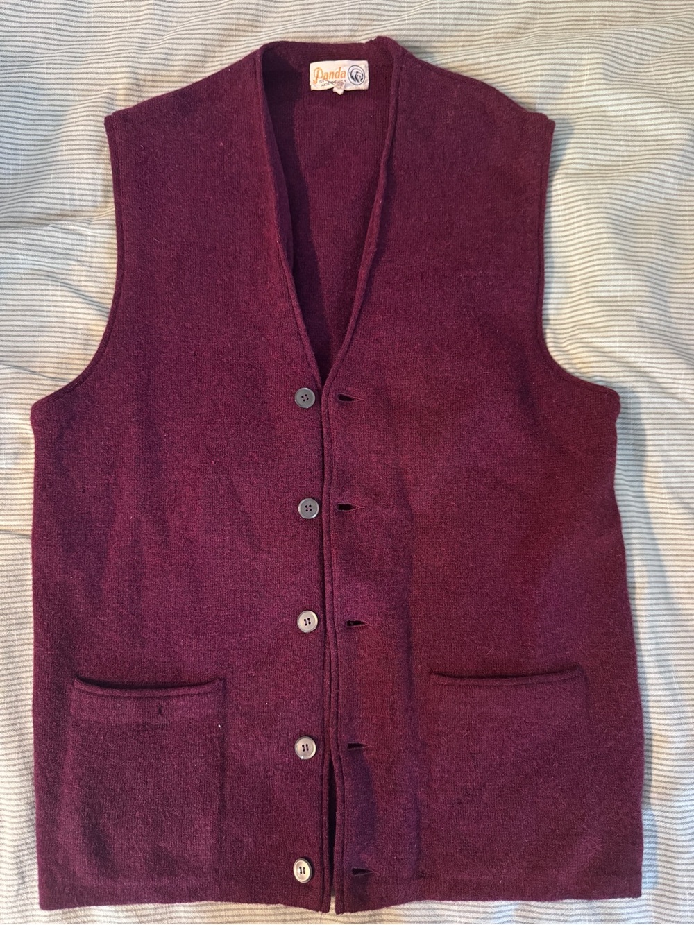 Women's Burgundy 100% Camel hair Vest with Button Front